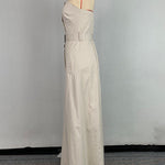 A-Line Loose Belted Buttoned Pockets Tube Maxi Dresses