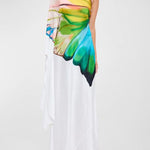 Long Sleeves Loose Asymmetric Flower Print One-Shoulder Maxi Dresses