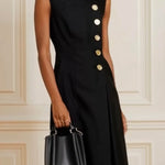 Loose Sleeveless Asymmetric Split-Joint High Neck Midi Dresses