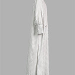Long Sleeves Loose Buttoned Split-Side Striped Lapel Maxi Dresses Shirt Dress