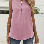 Solid color chiffon shirt loose V-neck pullover sleeveless top vest