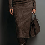 Lunori™ | Frosina Suede Midi Dress