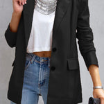 FASHION AFFAIRS POCKETED FAUX LEATHER BLAZER