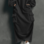 Women's Casual Multi-pocket Sweatshirt Maxi Dress