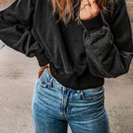 Black Casual One Strap V-shape Open Back Sweatshirt