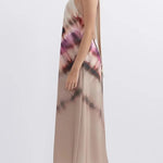 Unique Printed Halterneck Lace Up Backless Maxi Dress