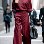 Loose Ninth Pants Solid Color Zipper Casual Pants Bottoms Trousers