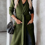 Knitted Tie Lapel Cardigan Sweater Jacket