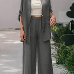 Casual Loose Solid Color Shirt Pants Set