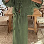 Retro puff sleeve two piece set