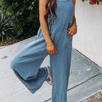 On Bali Time Cotton Blend Lightweight Wide Leg Jumpsuit