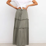 Selina Elasticised Waist Tiered Ruffle Midi Skirt
