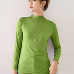 10 Colors Simple Solid Color Long Sleeves High-Neck T-Shirt Top