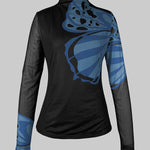 Long Sleeves Skinny Butterfly Print Split-Joint Mock Neck T-Shirts Tops
