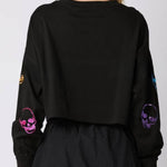 Halloween Skull Sequined Loose Casual Sweatshirt