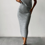 Sleeveless Vest + Knitted Skirt Two-piece Set