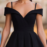 Black Off-the-Shoulder Fit-and-Flare Mini Dress