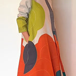 Long Sleeves Loose Printed Split-Joint Round-Neck Maxi Dresses