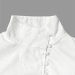 Long Sleeves Loose Solid Color Split-Joint High-Neck Blouses