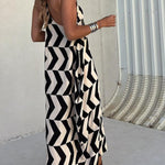 MARIN NEGRO-BEIGE RAYAS, VESTIDO LARGO