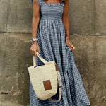Singing Solo Multi Plaid Smocked Bust Maxi Dress
