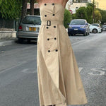 A-Line Loose Belted Buttoned Pockets Tube Maxi Dresses