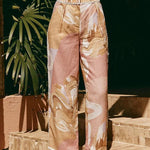European Summer Linen Blend Ric Rac Trims High Rise Pocket Loose Pants