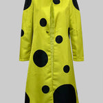 Long Sleeves Loose Pleated Polka-Dot Split-Joint Round-Neck Outerwear