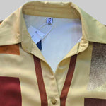 Long Sleeves Loose Buttoned Contrast Color Plaid Lapel Blouses&Shirts Tops