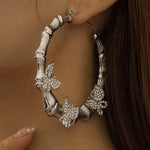 Micro-inlaid Smart Butterfly Exaggerated Circle Bamboo Earrings