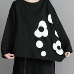 Original Loose Flower Printed Round-Neck Long Sleeves T-Shirt Top
