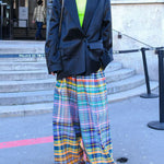 Stylish Selection Wide Leg Loose Checkerboard Printed Casual Pants Bottoms