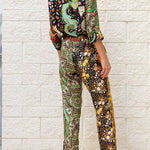 Dragon of My Eye Paisley Printed Patchwork Casual Blouse