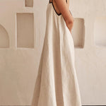 Margovil Adjustable Strap Backless Cotton Linen Maxi Dress