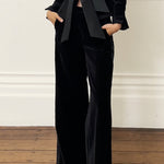 High Waist Wide Leg Pocketed Velvet Pants