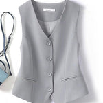 Margovil V Neck Button Up Pocketed Blazer Vest