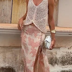 V Neck Crochet Hollow Out Sleeveless Top