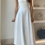 Elegant Square Neck A-line Swing Maxi Cami Dress