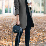 Margovil Ellen Stand Collar Open Front Pockets Coat