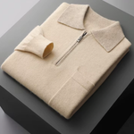 PREMIUM CASHMERE TWO TONE ZIPPER POLO