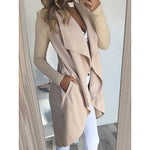 Fashion Solid Color Lapel Slim Long Windbreaker Jacket