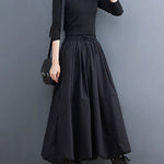 Urban Loose Drawstring High Waisted Black Bubble Skirt