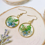 Resin Pressed Flower Earrings - Forest Forget Me Not
