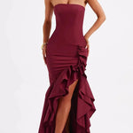 Sexy Off-shoulder Slim Fit Irregular Hem Maxi Dress