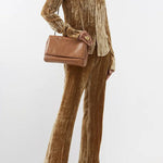 Elegant Plain Button High Waist Skinny Flare Leg Pants