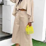High-Low Loose Pleated Solid Color Split-Joint Round-Neck Blouses&Shirts Tops