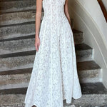 Margovil Mockneck Sleeveless A-line Lace Maxi Dress