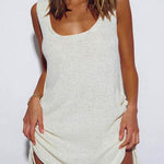 Margovil Backless Side Drawstring Knit Cover Up Dress