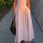 Margovil Spaghetti Strap Pocketed Corset Swing Midi Dress