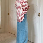 Margovil Long Sleeves Button Down Striped Blouse Shirt